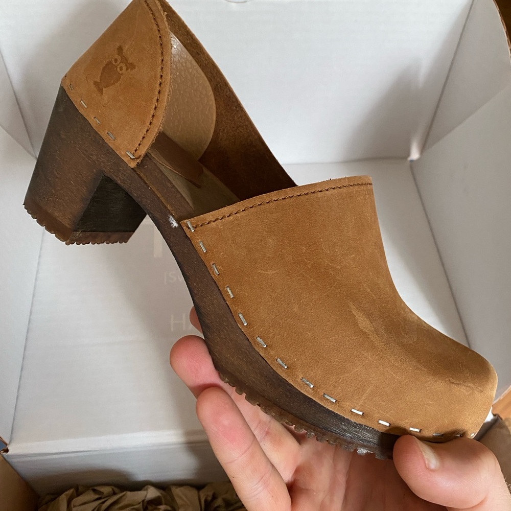 Sandgrens Tan Leather Mules